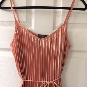 Beautiful peach polyester pleated dress